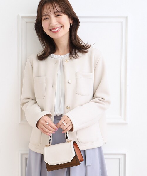 「couture brooch」 ノーカラージャケット 40 ネイビー レディース_画像2