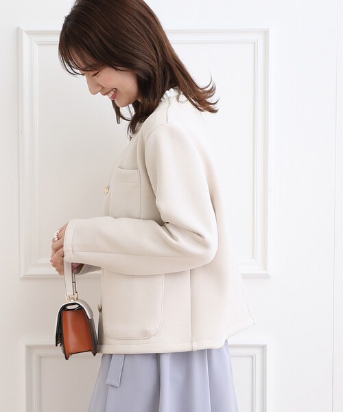 「couture brooch」 ノーカラージャケット 40 ネイビー レディース_画像4