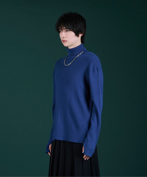 「Ellno Loset」 タートルネックニット SMALL レッド メンズ_画像9