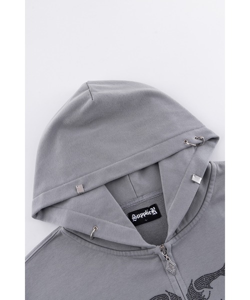 パーカー ジップフーディ｜Fire Skeleton Rhinestone Zip Hoodie｜SUPPLIER メンズ
