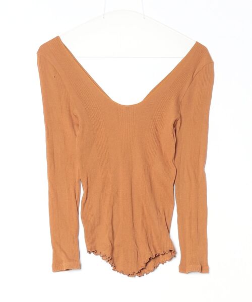 「HAKUJI」 長袖カットソー - ブラウン レディース_画像2
