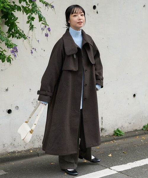 FREAK'S STORE フリークスストア　ベルト付き　ロングコート　ブラウン FREAK'S STORE（フリークスストア） コート フリ- ブラウン レディース