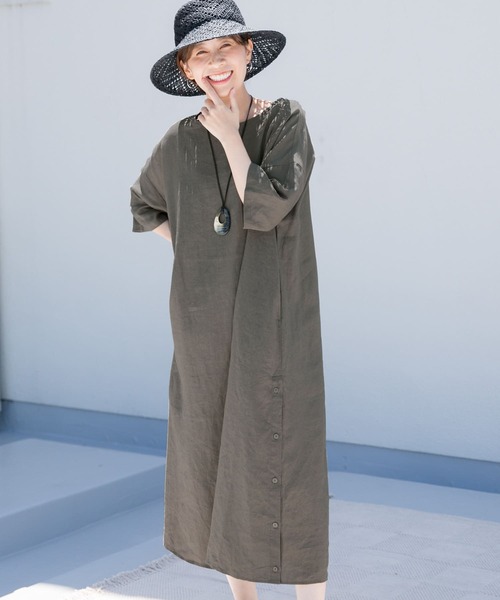「URBAN RESEARCH DOORS」 半袖ワンピース MEDIUM グレー レディース_画像4