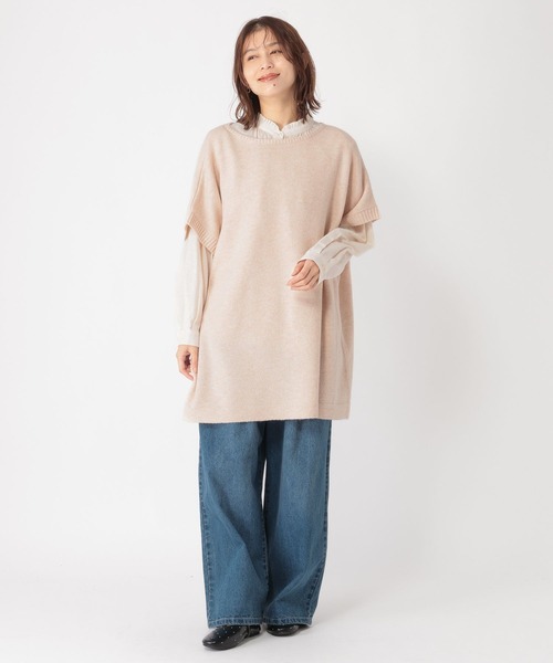 お値下げ品！COURANT オシャレかわいいデザイン　チュニック　プルオーバー studio CLIP（スタディオクリップ） チュニック 7ゲージハーフスリーブ