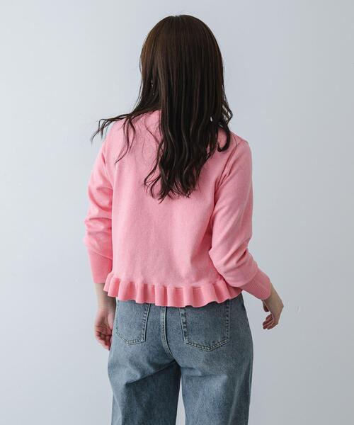 Rest & RecreationカーディガンSピンクニットフリル リボン 長袖 SENSE OF PLACE by URBAN RESEARCH ニット セーター 「洗濯可」フリル