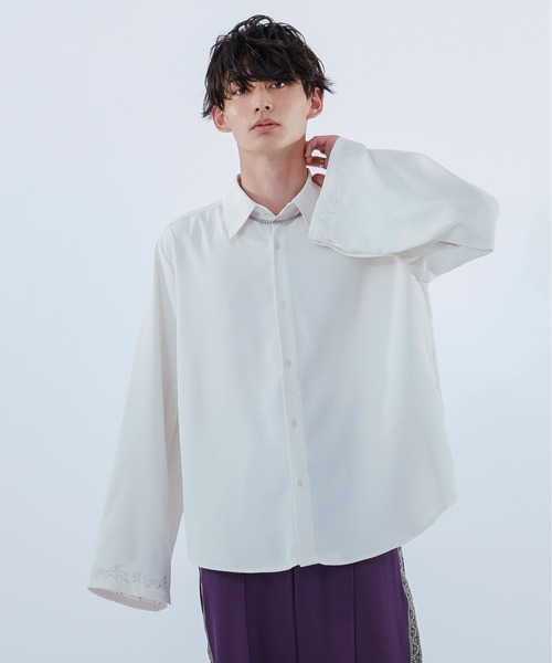 「Ellno Loset」 長袖シャツ MEDIUM オフホワイト メンズ_画像6