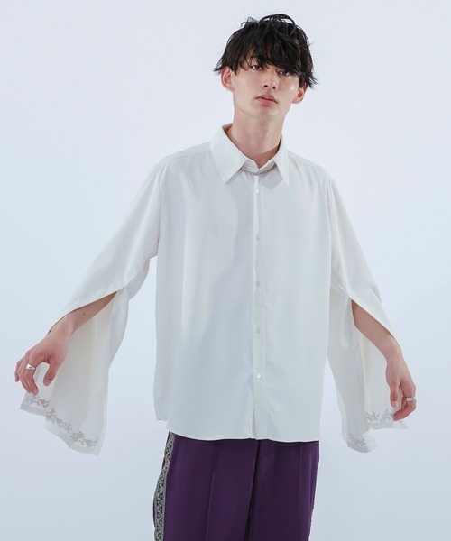 「Ellno Loset」 長袖シャツ MEDIUM オフホワイト メンズ_画像7