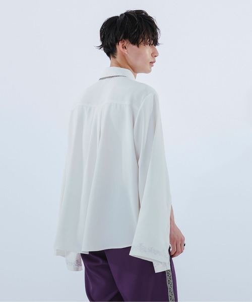 「Ellno Loset」 長袖シャツ MEDIUM オフホワイト メンズ_画像8