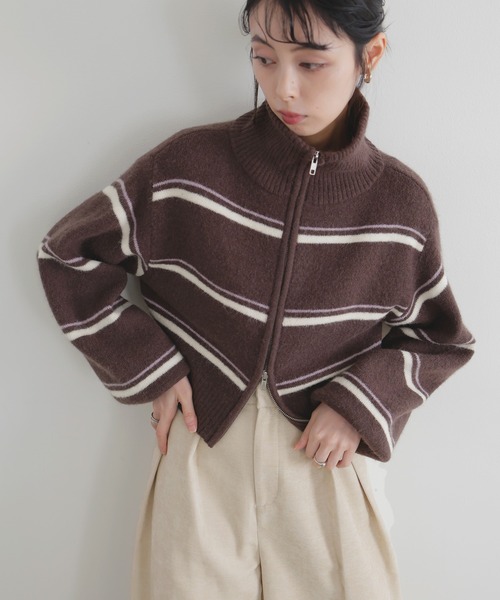 「LIAN」 ニットカーディガン FREE ブラウン レディース_画像2