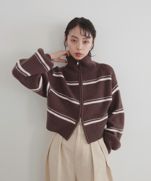 「LIAN」 ニットカーディガン FREE ブラウン レディース_画像3