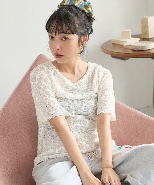 FREAK'S STORE（フリークスストア） tシャツ 半袖 ストレッチレース T