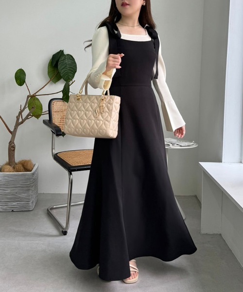 「one after another NICE CLAUP」 キャミソールワンピース MEDIUM 杢グレー レディース_画像8