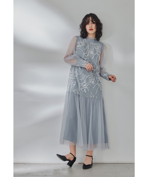 「niana」 長袖ワンピース L ネイビー レディースの画像