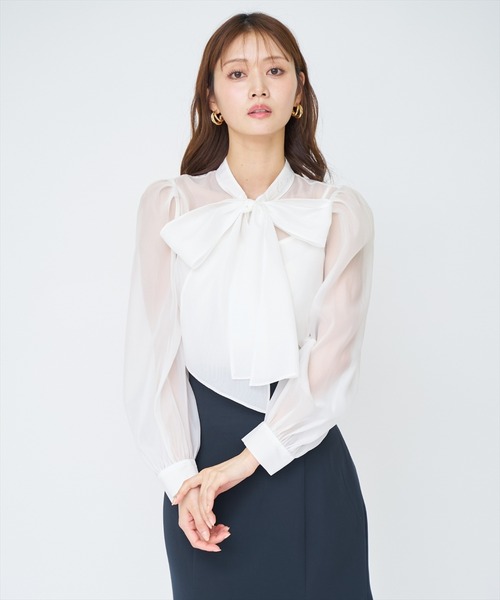 machatt ボウタイブラウス♡ AND COUTURE（アンドクチュール） ブラウス シャツ シアーボウタイ