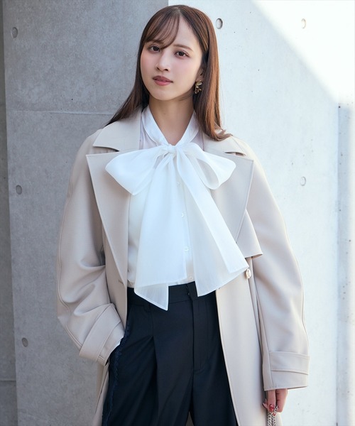 machatt ボウタイブラウス♡ AND COUTURE（アンドクチュール） ブラウス シャツ シアーボウタイ