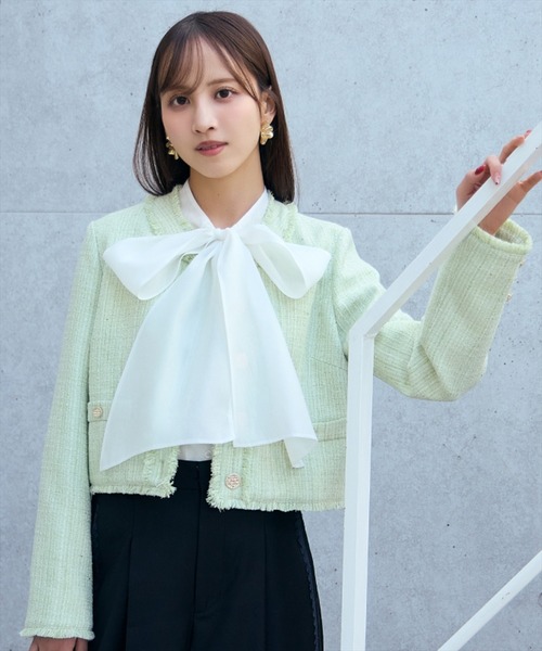 machatt ボウタイブラウス♡ SUIT SELECT×Samantha Thavasa】【長袖】前後2WAYボウタイブラウス