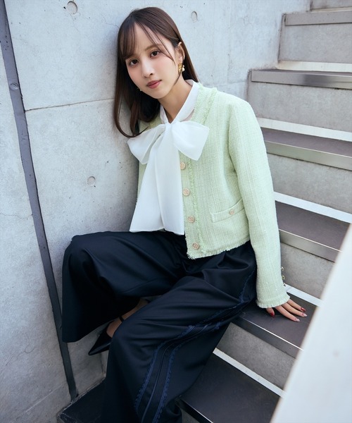 machatt ボウタイブラウス♡ AND COUTURE（アンドクチュール） ブラウス シャツ シアーボウタイ