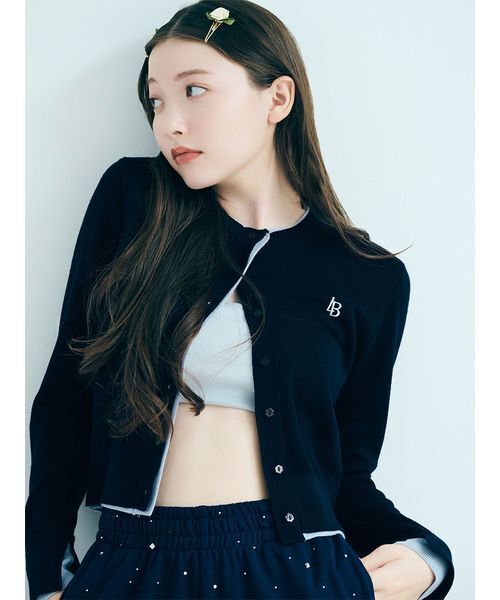 「LILY BROWN」 ニットカーディガン ONE SIZE ネイビー レディース_画像6