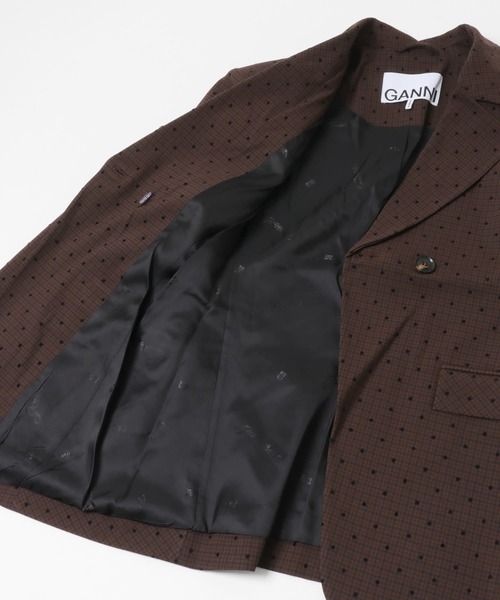 ジャケット テーラードジャケット GANNI　FLOCKCHECK SUITING BLAZER レディースの画像