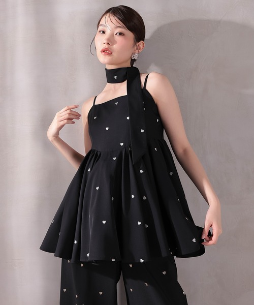 パーティードレス パンツドレス ハート刺繍ペプラムパンツドレス3点セット パーティードレス 結婚式 お呼ばれ オケージョンドレスの画像