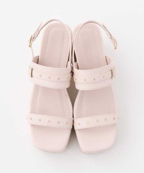 one after another NICE CLAUP 厚底 サンダル 夏 ビジューベルト