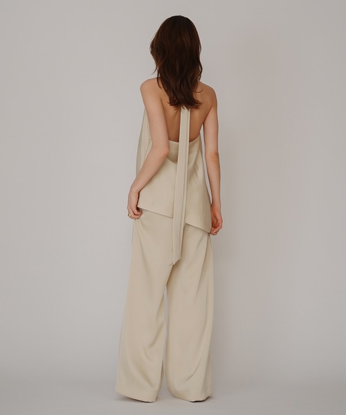 KINO THE KEI ブラウス シャツ ホルター ドレープ サテン ブラウス