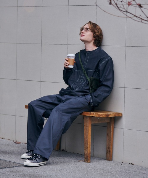 「MAISON CLUB」 長袖シャツ L ブルー メンズ_画像6