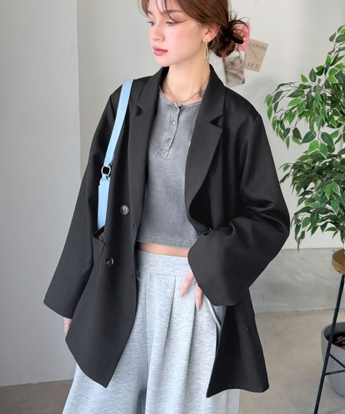 「mily bilet」 テーラードジャケット MEDIUM チャコール レディース_画像6