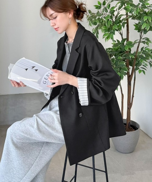 「mily bilet」 テーラードジャケット MEDIUM チャコール レディース_画像7