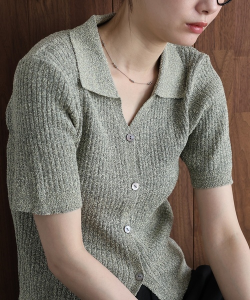 「J by blue」 半袖ニット MEDIUM グレー レディース_画像2