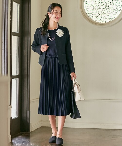 ANY（エニィ） ジャケット ノーカラージャケット MIXスラブツイード