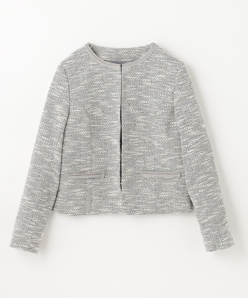 ANY（エニィ） ジャケット ノーカラージャケット MIXスラブツイード