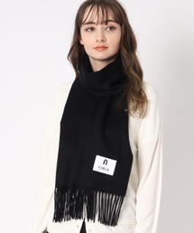 FURLA マフラー ストール カシミヤ100%マフラー Black ＆ White
