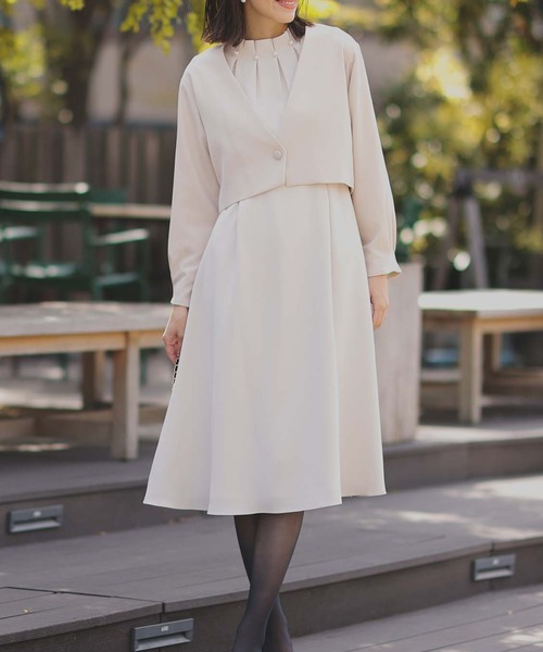 ジャケット ノーカラージャケット セレモニータックポワン袖フォーマルジャケット レディース