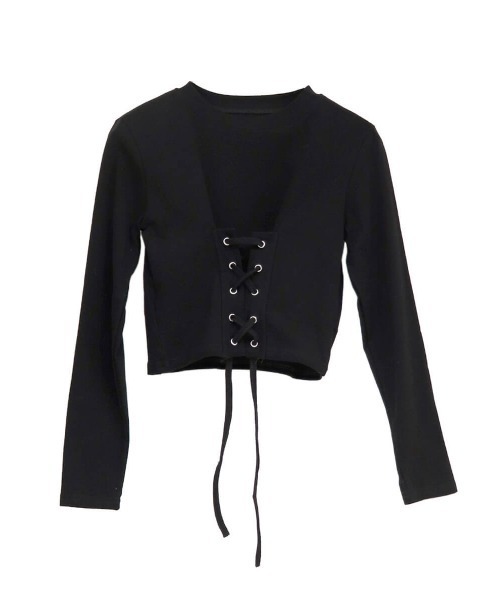 LVEU.（ラブユ） tシャツ Tシャツ レディース Lace up cropped tops