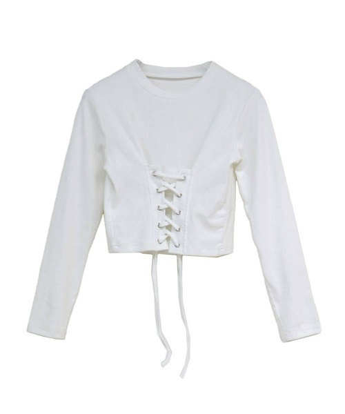 melt the lady lace up cropped tops トップス LVEU.（ラブユ） tシャツ Tシャツ レディース Lace up cropped tops