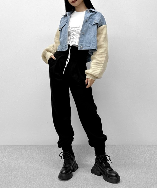 LVEU.（ラブユ） tシャツ Tシャツ レディース Lace up cropped tops