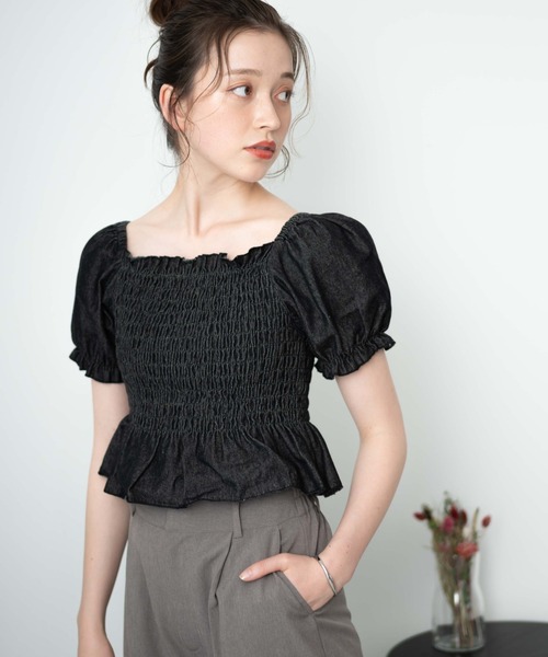 シャツ ブラウス WEGO/デニムシャーリングブラウス レディース 