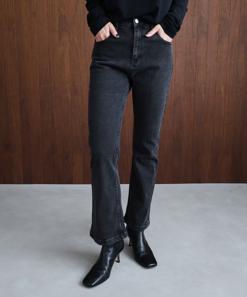 evernavy ジーンズ デニム デニムパンツ ストレッチ美脚フレア