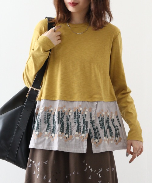 tシャツ EMAGO 裾レイヤード風ロングスリーブ レディース Emago tシャツ EMAGO 裾レイヤード風ロングスリーブ レディース