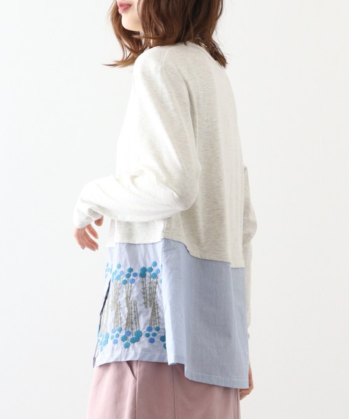 裾レイヤード風ロングスリーブ レディース トップス 長袖 大人の ナチュラル カジュアル イマゴ 花 刺繍 北欧 重ね着風 コーデ ロンT 楽天市場】裾レイヤード風ロングスリーブ レディース トップス