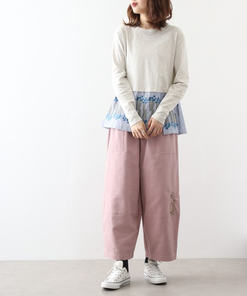Emago tシャツ EMAGO 裾レイヤード風ロングスリーブ レディース