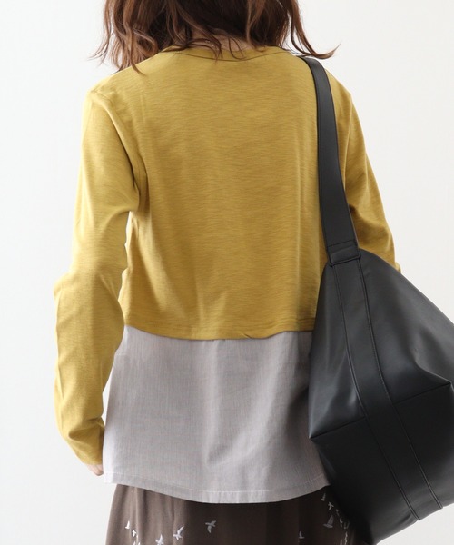 Emago tシャツ EMAGO 裾レイヤード風ロングスリーブ レディース