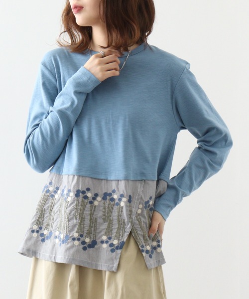 Emago tシャツ EMAGO 裾レイヤード風ロングスリーブ レディース