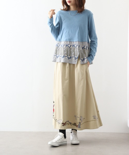 tシャツ EMAGO 裾レイヤード風ロングスリーブ レディース Emago tシャツ EMAGO 裾レイヤード風ロングスリーブ レディース