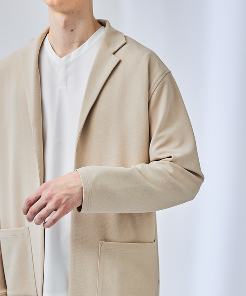 【グレージュ】【セットアップ対応】ハイストレッチ ジョーゼット カーディガン/ジャケット セットアップ対応】ハイストレッチ ジョーゼット カーディガン