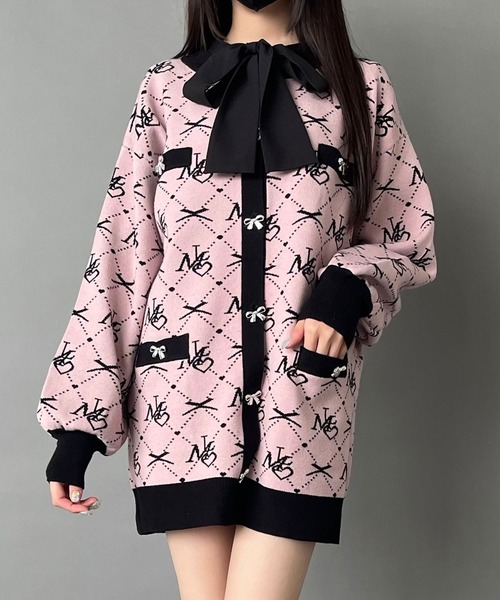 Millor TOKYO カーディガン MLモノグラムニットカーディガン