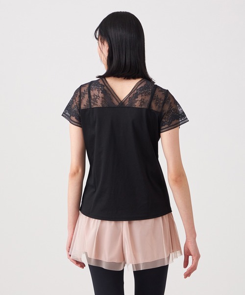 チャコット　tシャツ Tシャツ レディース レースコンビ2WayTシャツ tシャツ Tシャツ レースコンビ2WayTシャツ レディース（レース