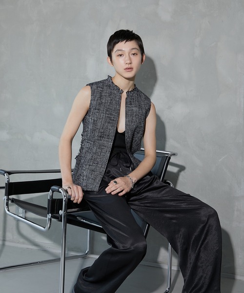 ブラウス シャツ ツイードトップ / Tweed Top レディース LE CIEL BLEU ブラウス シャツ ツイードトップ / Tweed Top