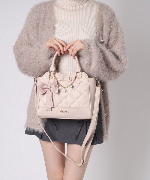 ハワイアンキルトバッグ ホヌ ピンクロ 2WAYファスナー 革タグチャーム